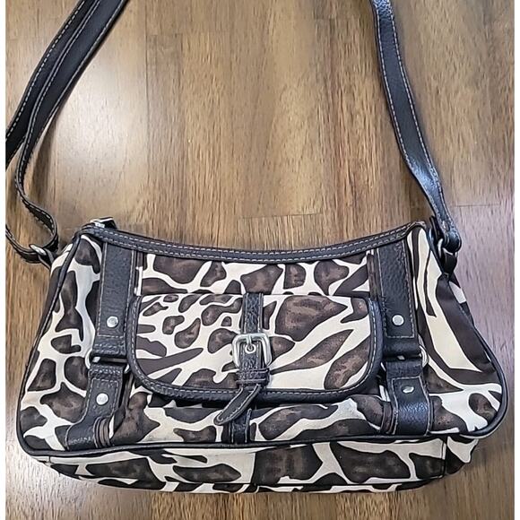 Vintage Y2K Giraffe Print Shoulder Bag Purse Zipper Closure - Picture 3 of 10